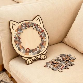 Đồ chơi xếp hình bằng gỗ hình mèo dễ thương, đồ trang trí nhỏ, quà tặng