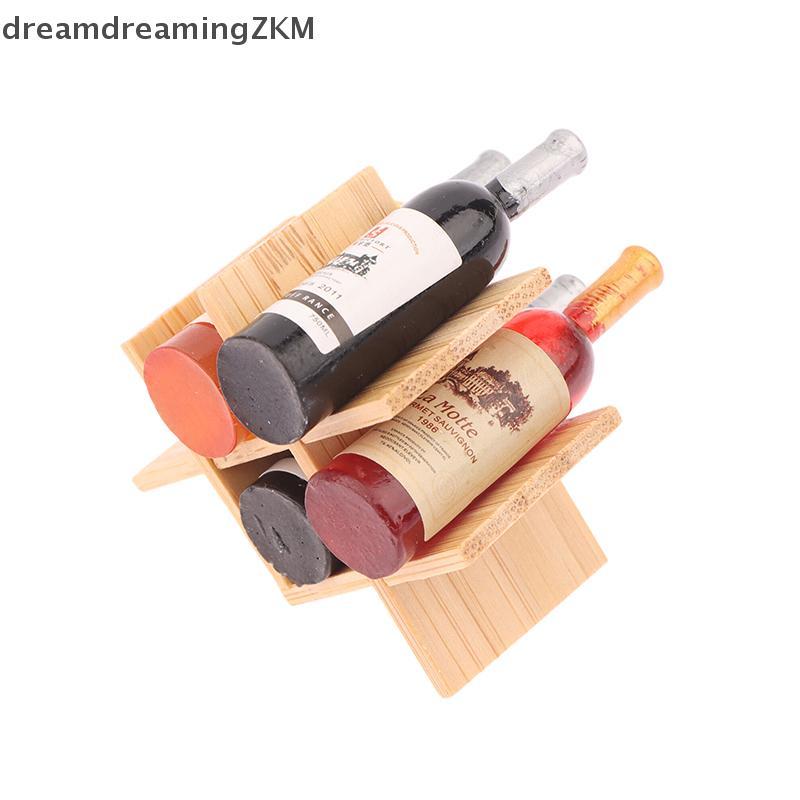 [dreamdreaming] Phụ kiện nhà búp bê Mô hình trưng bày chai rượu bằng gỗ thu nhỏ để trang trí nhà búp bê [zkm]
