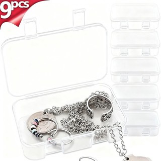 3 / 6 / 9 Hộp đựng đồ trang sức trong suốt bằng nhựa - Đồ nhỏ DIY Chống bụi C có nắp