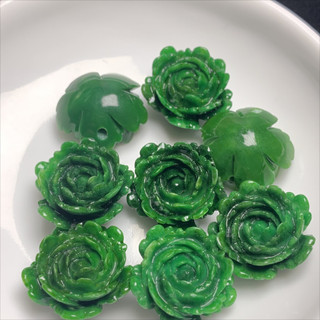 Mặt dây chuyền hoa mẫu đơn jadeite khô 20mm, phụ kiện DIY