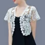Áo khoác ren MONOSTYLE, Áo khoác mùa hè cô dâu màu đen / trắng phong cách Crop, Áo len Cardigan ngắn tay họa tiết hoa phía trước mở thanh lịch dành cho nữ