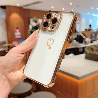 Ốp Điện Thoại Trái Tim Vàng Cho Realme 15 14 13 12 11 Pro 15T 14X 12X 11x 5G Mạ Điện Chống Rơi Bảo Vệ Trong Suốt