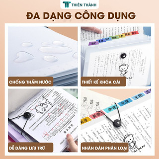 ​​túi đựng tài liệu a4 kẹp dọc, 12 ngăn tiện lợi, thiết kế chống thấm nước, bảo vệ hồ sơ và giấy kiểm tra cho học sinh​​