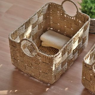 Tự Nhiên Phong Cách Retro Dây Giấy Dệt Giỏ Chứa Đồ Thích Hợp Cho Gia Đình Phòng Khách Phòng Ngủ Ngoài Trời Bàn Cà Phê Để Bàn Lưu Trữ Giỏ Chứa Đồ