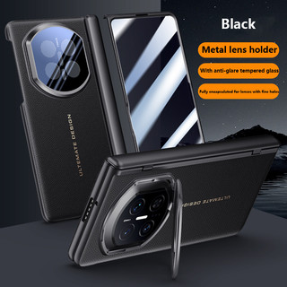 Ốp Da Sang Trọng Cho Huawei Mate X7 MATEX7 MateX7 5G Giá Đỡ Ống Kính Kim Loại Gấp Từ Tính Bản Lề Lò Xo Vỏ Bảo Vệ