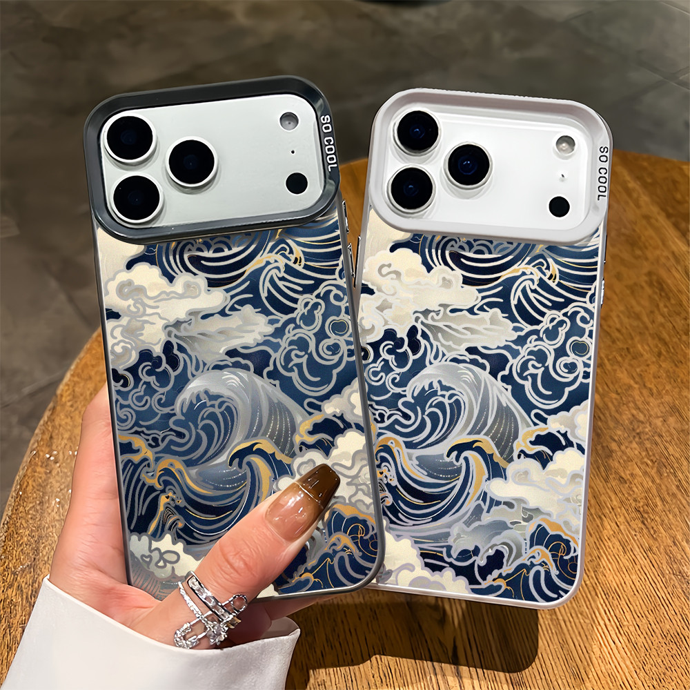 Dành Cho iPhone 17 Pro Max 16 Pro / 15 14 13 The Great Wave off Kanagawa Micro Frosted Ốp Điện Thoại iPhone 12 11 X Xr 7 8 SE Vỏ iPhone Chống Sốc