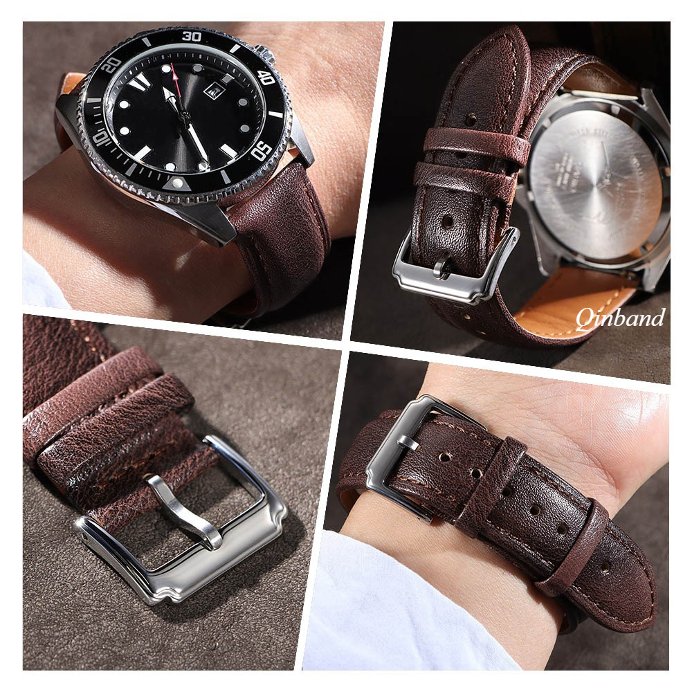 16 / 18 / 19 / 20 / 22 / 24mm Vintage Chính Hãng Da Bò Dây Đeo Đồng Hồ Phát Hành Nhanh Rau Da Bò Rám Dầu Vòng Tay Đồng Hồ Dành Cho Nam Nữ Đồng Hồ Thạch Anh Cơ