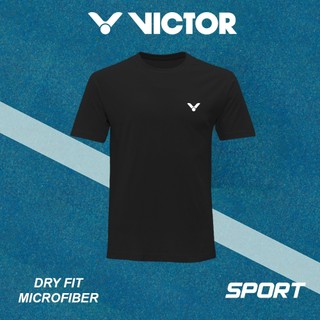 VICTOR Áo sơmi ngắn tay 100% bông hữu cơ, in hình thể thao cổ tròn, phù hợp cho cả nam và nữ