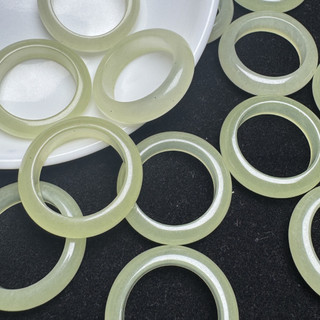 Hetian Ngọc Vàng Miệng Nhẫn Đuôi 23mm x 18mm - Phụ Kiện Tự Làm