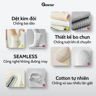 [LIVE] Set 3 đôi tất nữ cổ bèo mùa hè GOMTAT, vớ cổ ngắn chất liệu cotton thoáng mát - MIA-25165-CB3
