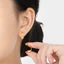 Bông tai hình chữ U thiết kế trái tim mạ vàng 18K, thời trang nữ độc đáo
