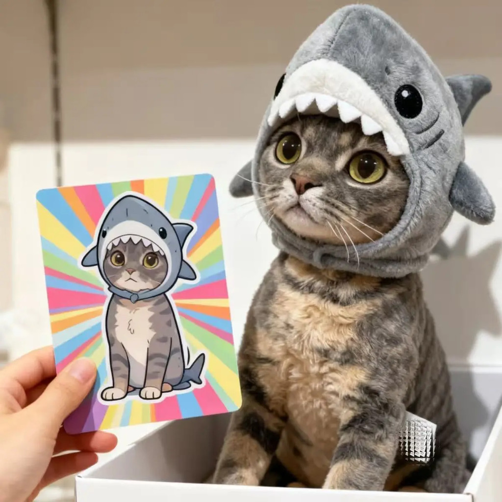 Sản phẩm mới Mũ đội đầu cho thú cưng Hình cá mập Mũ lông tơ Thu đông Đồ trang trí dễ thương