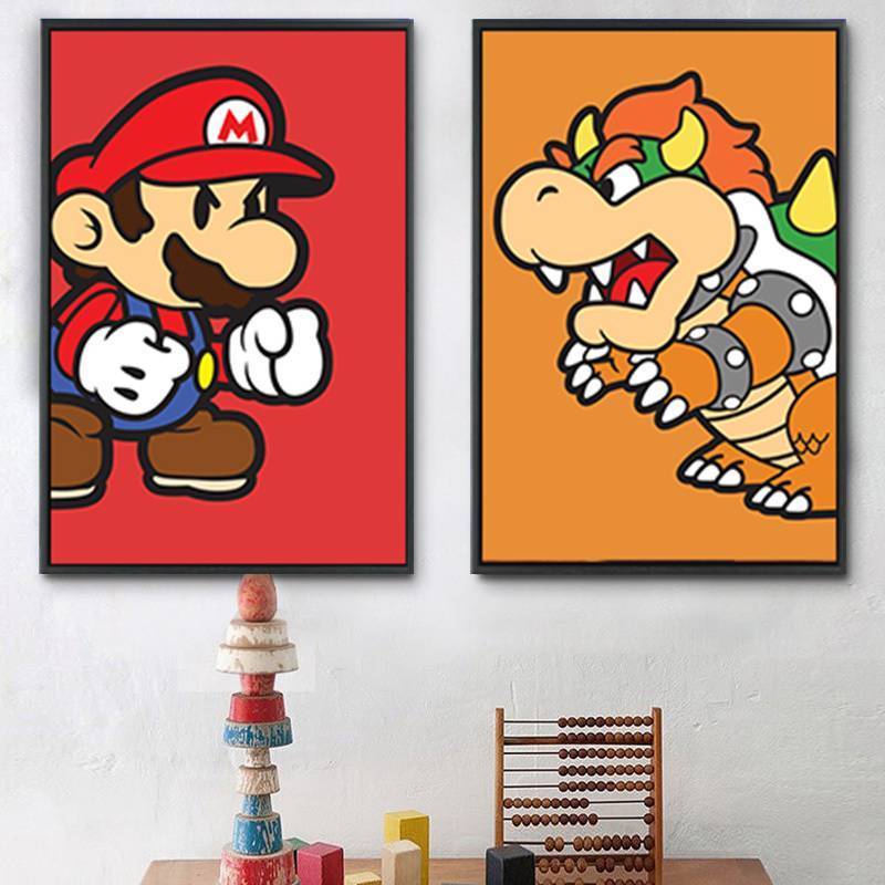 Hoạt Hình Super Mario Canvas Cửa Tranh Dễ Thương Trang Trí Phòng Trẻ Em Nhà