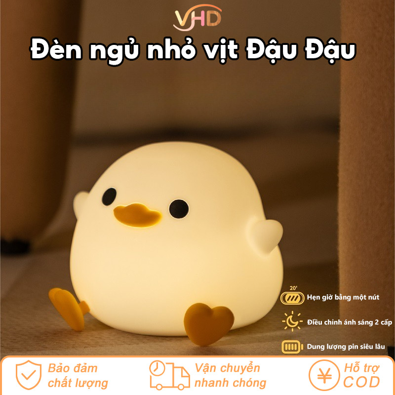 Đèn Ngủ Để Bàn Hình Vịt - Chất Liệu Silicon Mềm Mại, Cảm Ứng Thông Minh, Quà Tặng Sinh Nhật Ý Nghĩa - Free Ship