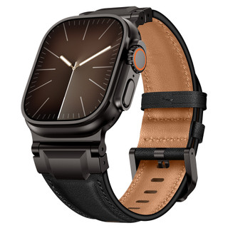 Dây da thật bọc thép cho Apple iwatch Ultra 11 / 10 / 9 / 8 / 7 / 6 / 5 / 4 / 3 / 2 / 1 / se dây đeo kim loại