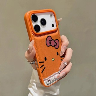 Hàn Quốc Hoạt Hình Dễ Thương Nơ Hello Kitty Cat Air Cushion Mềm Da PU Ốp Lưng Điện Thoại iPhone 17Promax 17Pro 11 12 13 14 15 16 Pro Max Plus Chống Sốc Nữ Điện Thoại Di Động