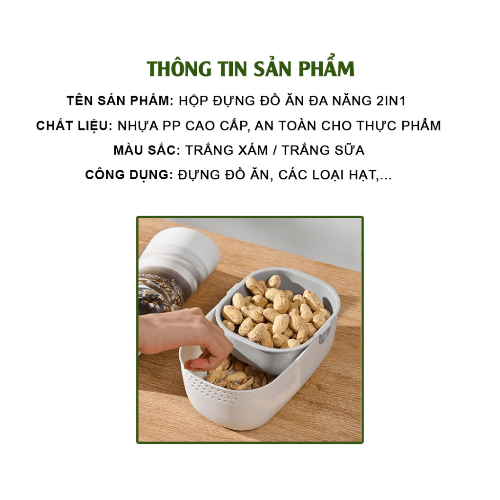 Hộp Đựng Đồ Ăn Vặt 2 Tầng Thông Minh Có Lỗ Thoát Nước Rổ Đựng Trái Cây, Hướng Dương Nhỏ Gọn Tiện Lợi