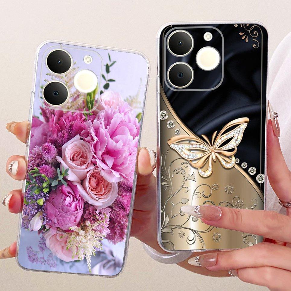 Thời Trang Mới Sang Trọng Hoa Bướm Ốp lưng Realme Note 70 70T Narzo 80 Lite C71 RMX5313 Vỏ Silicon Mềm Trong Suốt Ốp Lưng