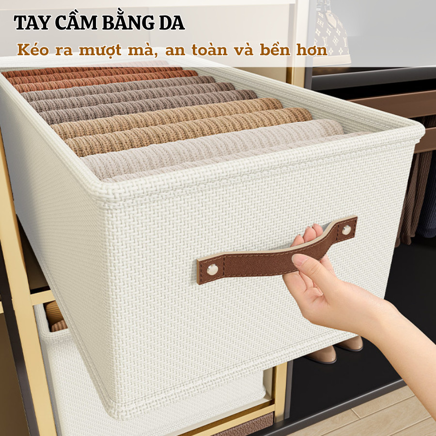 Hộp Vải Đựng Quần Áo Gấp Gọn ENODA HOME, Hộp Vải Oxford Khung Nhựa PP Cứng Cáp Đứng Form Lưu Trữ Đồ Ngăn Nắp HV011