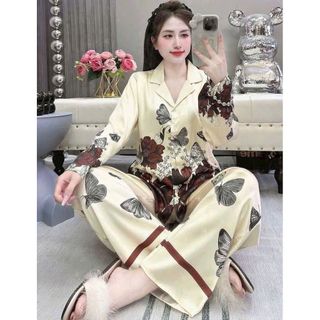 Đồ Bộ Nữ Pijama Bộ Lụa latin Tay Dài cổ sơ mi HÀNG MỚI VỀ CAO CẤP 40-60KG bigsize DDVVCC