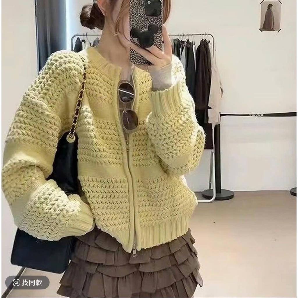 (SẴN SHIP NGAY - HÀNG QCCC) Áo cardigan len dáng ngắn thiết kế phối khóa kéo chất liệu len dày dặn dànhcho nữ MT33 SP410