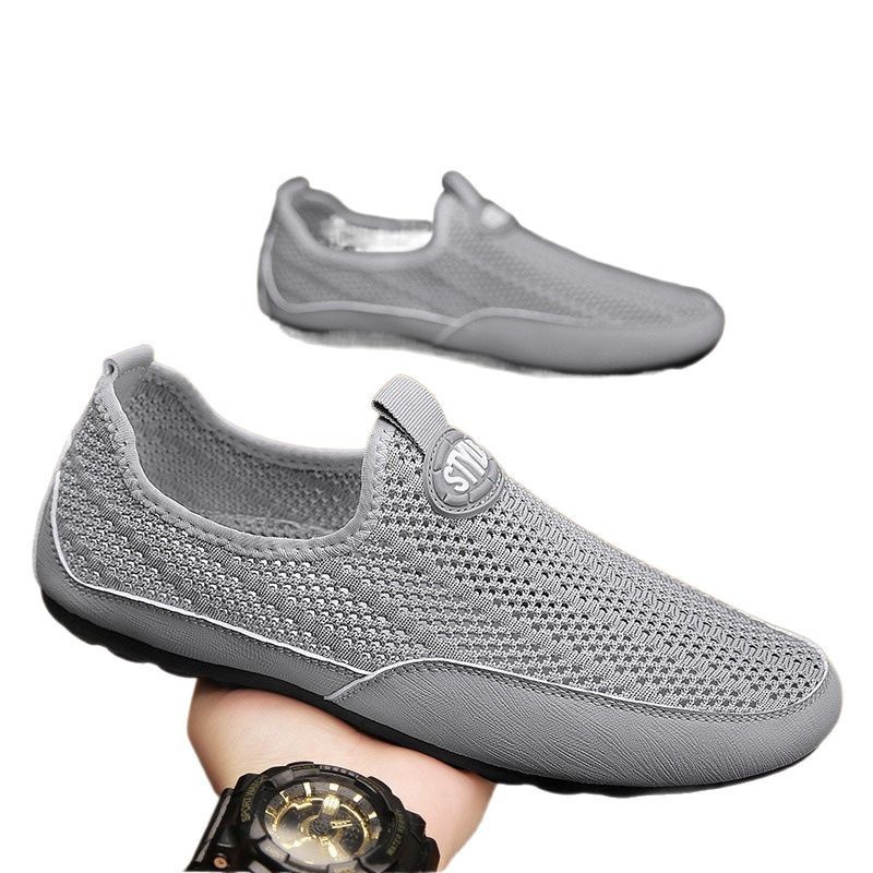 Giày Nam Mùa Hè Rỗng Lưới Thoáng Khí Mỏng Phong Cách Lái Xe Dạo Phố Giày Lưới Nam Slip-On Thể Thao Thường Ngày Đậu Hà Lan Giày Hợp Thời Trang JU8P