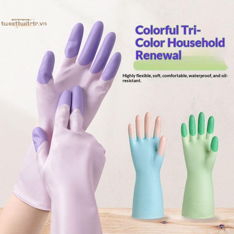 TRTR Silicone Rửa Bát Găng Tay Vệ Sinh Đồ Dùng Nhà Bếp Chống Trượt Tiện Lợi Dài Rửa Bát Găng Tay Có Thể Tái Sử Dụng Hộ Gia Đình VN