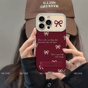 Ốp Gương Giá đỡ iPhone 16 15 14 13 12 11 Pro Max 7 8 Plus XR XS Max Chống Rơi 3D Tạo Dây Đeo Mềm Cho B-XPDP6D107&108