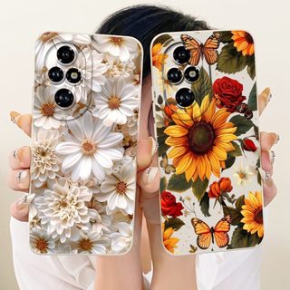 Dành Cho Honor 200 Pro / Honor200 Vỏ Bảo Vệ Ống Kính Honor 200 200Pro 5G Vỏ Điện Thoại Silicon Mềm Hoa Cúc Hoa Hướng Dương Đẹp
