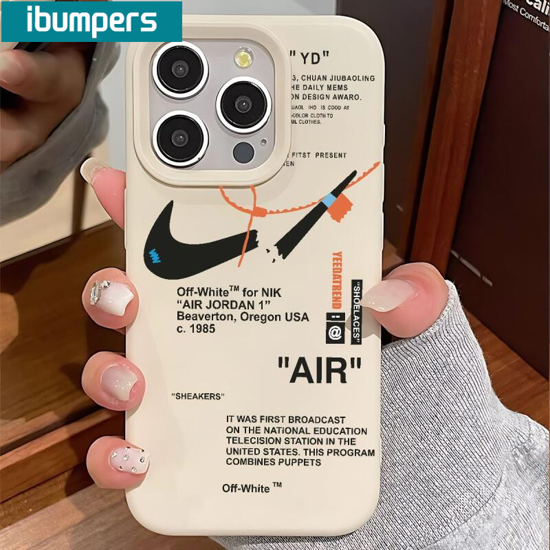 Ibumpers INS Đen SNEAKERS Giày Thể Thao A1R Ốp Điện Thoại Cho iPhone 17 Pro Max Vỏ 16 15 14 Plus 13 12 11 Pro Max Silicon Mềm Nhãn Trắng Ốp Lưng