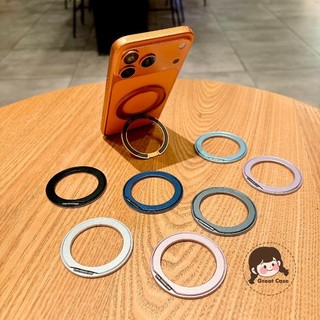 Hợp kim nhôm siêu mỏng Xoay 360 Giá đỡ điện thoại Giá đỡ di động Giá đỡ vòng dính đa năng Giá đỡ gấp màu cam đơn giản
