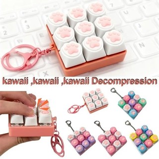 Mới Kawaii 2025 Bán Bàn Phím Fidget Đồ Chơi LED Pha Lê Keycap Móc Khóa Giảm Ngón Tay Đồ Chơi