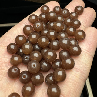 ((10 cái) Hạt jade caramel màu tròn từ Hetian - nguyên liệu làm vòng tay thời trang)