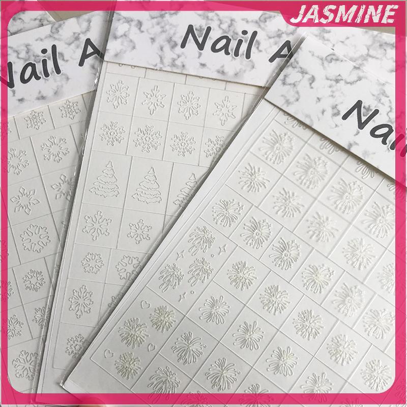 JASMINE Hoàn Toàn Trong Suốt Rỗng Pháo Hoa Dán Móng Tay Tranh Stencil Cây Giáng Sinh Họa Tiết Bông Tuyết Mẫu Patting Dính Phụ Trợ Dụng Cụ JASMINE