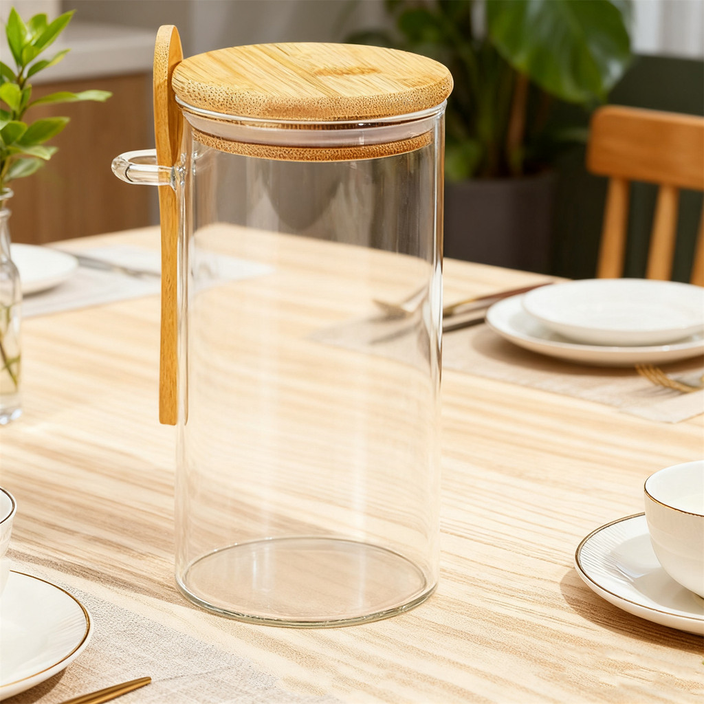 Bình trữ thủy tinh Borosilicate cao có thìa Hộp đựng thực phẩm kín khí cho trà Cà phê Kẹo Gia vị Nhà bếp Tổ chức thức ăn