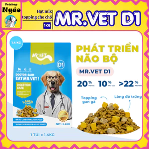 Hạt Cho Chó Mr.Vet D1 1.4kg Dòng Hạt Holistic Mix Topping Vị Thịt Cừu Non Và Rau Củ