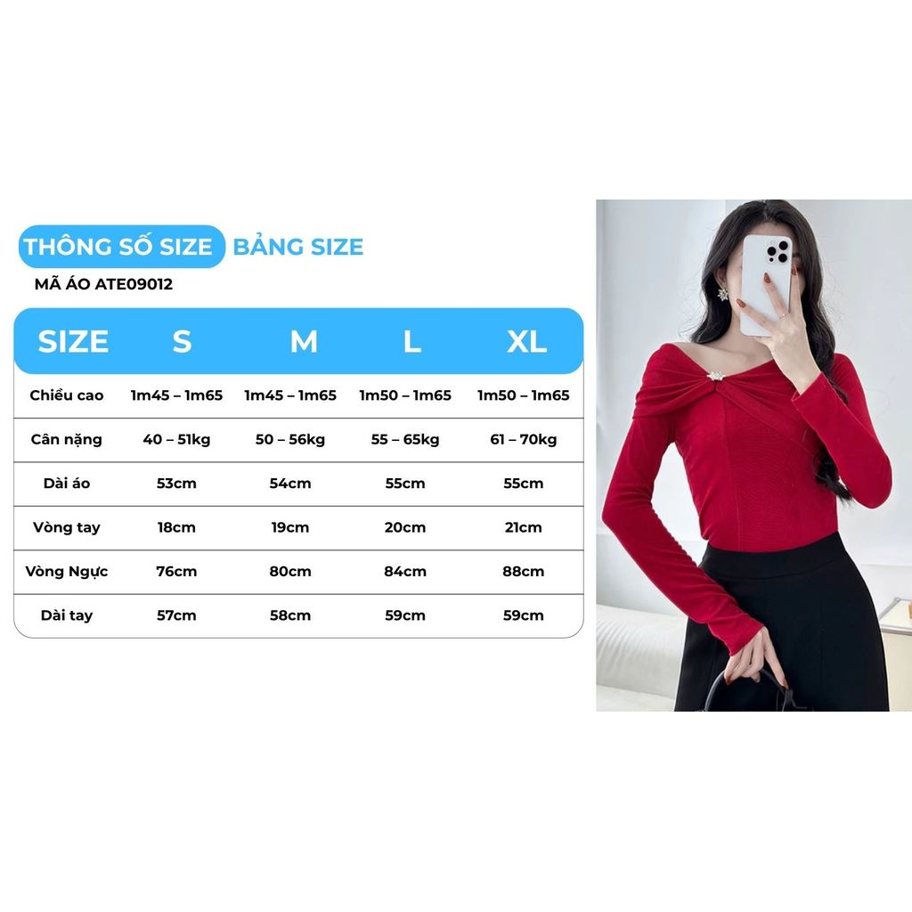 Áo Thun Nữ Tay Dài GUMAC Form Slim Cổ Kiểu Trễ Vai Chất Thun Ướt Co Giãn Thoải Mái ATE09012