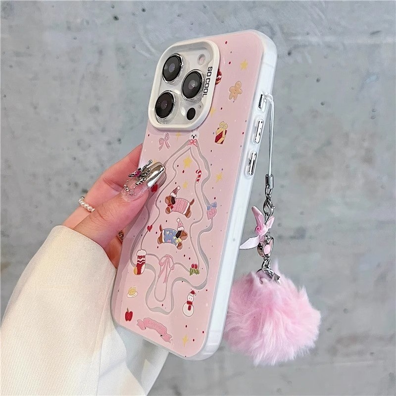 Ốp lưng OPPO Cây thông Giáng Sinh màu hồng dễ thương cho F19 A36 A38 A57 A58 A18 A35 A54 A56 A11 A12 A15 A77 A93