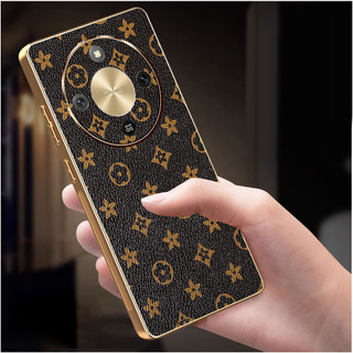 Ốp lưng 5G Honor X9d Honorx9d Họa tiết da ca rô sang trọng Vỏ điện thoại vàng mạ điện Bảo vệ chống sốc Ốp lưng thời trang cứng
