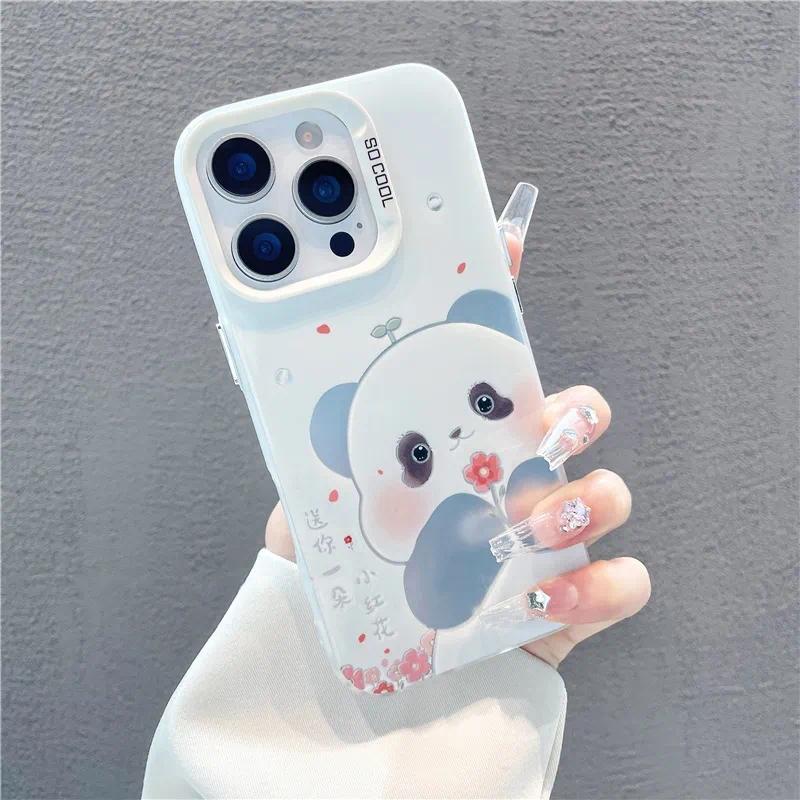 Ốp Hoa Gấu Trúc Dễ Thương Cho OPPO Reno 15 15C Mini 14F 14 13F 13 12F 11F 11 10 9 8 8T 8Z 7 6 5 Pro Plus 7Z 7 Lite 5F 5K 4F 4 Lite 5G 4G Điện Thoại Ốp lưng cứng chống sốc