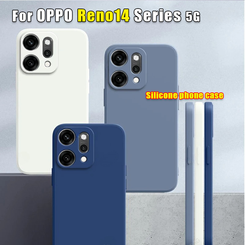 Ốp Silicon Lỏng Cho OPPO Reno 14 13 12 Pro F 14F OPPOReno14Pro Reno14 Reno14F 5G 4G Vỏ Điện Thoại Vuông Cặp Đôi Mỏng Bảo Vệ Ống Kính Máy Ảnh Ốp Lưng Mềm Chống Sốc
