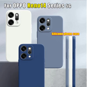 Ốp Silicon Lỏng Cho OPPO Reno 14 13 12 Pro F 14F OPPOReno14Pro Reno14 Reno14F 5G 4G Vỏ Điện Thoại Vuông Cặp Đôi Mỏng Bảo Vệ Ống Kính Máy Ảnh Ốp Lưng Mềm Chống Sốc