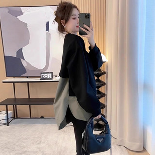 Plus Size Nữ Thu Đông Giữa Chiều Dài Giả Hai Mảnh Bao Bụng Ôm Hơn Nhìn Áo Nữ Rời Top Béo mm150kg ins