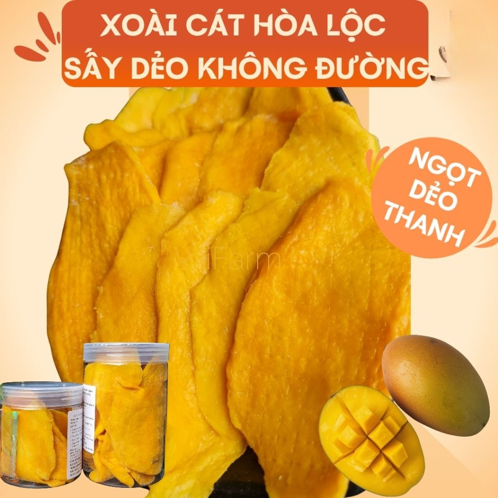 1Kg Xoài Cát Hòa Lộc Sấy Dẻo Không Đường Bao Ngon - Date mới