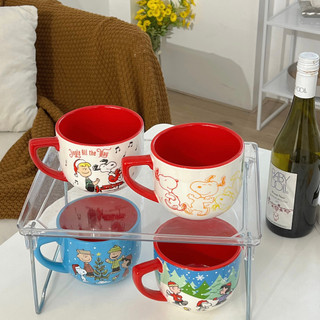 Cốc Nước Giáng Sinh Snoopy Hoạt Hình Cốc Ăn Sáng Cốc Bột Yến Mạch Cốc Dung Tích Lớn Hộ Gia Đình Gốm Sữa Cốc