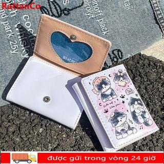 RATTANCO Thẻ Tín Dụng Holoder, Da PU 3 Gấp Ví Đựng Tiền Xu, Mini Dễ Thương Mèo Con Chó INS Phong Cách Ví Đựng Thẻ Cho Bé Gái Học Sinh Quà Tặng