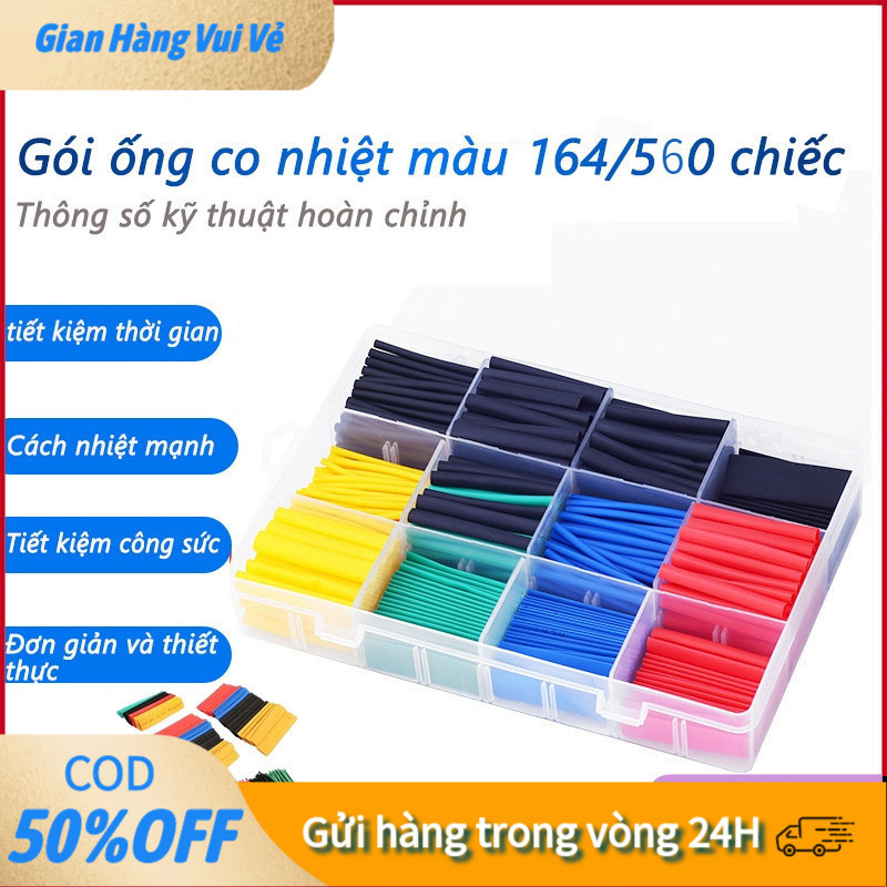 [24H] Bộ Dụng Cụ Ống Co Nhiệt Cách Điện – 164/560 Chiếc, Quấn Dây, Bọc Mối Hàn, Ống Cách Nhiệt Nhiều Kích Thước