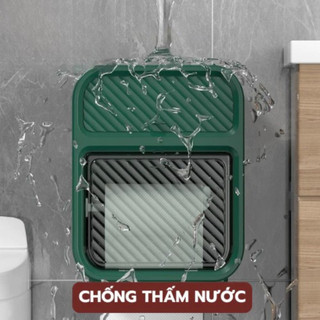 Hộp Đựng Giấy Vệ Sinh 2 Tầng Dính Tường Có Ngăn Tiện Ích Kèm Kệ Để Điện Thoại