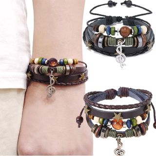Vòng tay đính cườm NCE, Phụ kiện cốt lõi cổ tích nhiều lớp, Thiết kế thẩm mỹ thủ công có thể điều chỉnh thời trang Vòng tay nam trang sức