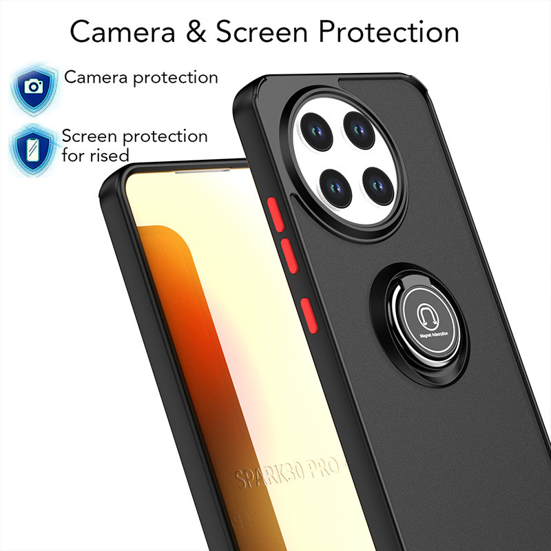Dành cho Tecno Spark 30 Pro KL7 Vỏ mờ mờ mờ có giá đỡ vòng xoay Ốp lưng TPU chống sốc